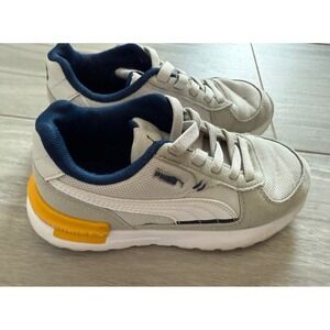 Puma‎ Gray Sneakers Kids EU 32 US 1C UK 13 Yellow Accent Casual Shoes